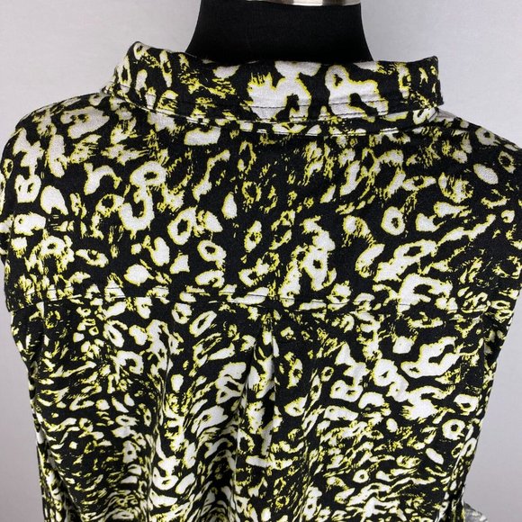 Rock & Republic XXL Animal Cheetah Leopard Print Button Down Roll Tab Sleeves - Picture 8 of 12